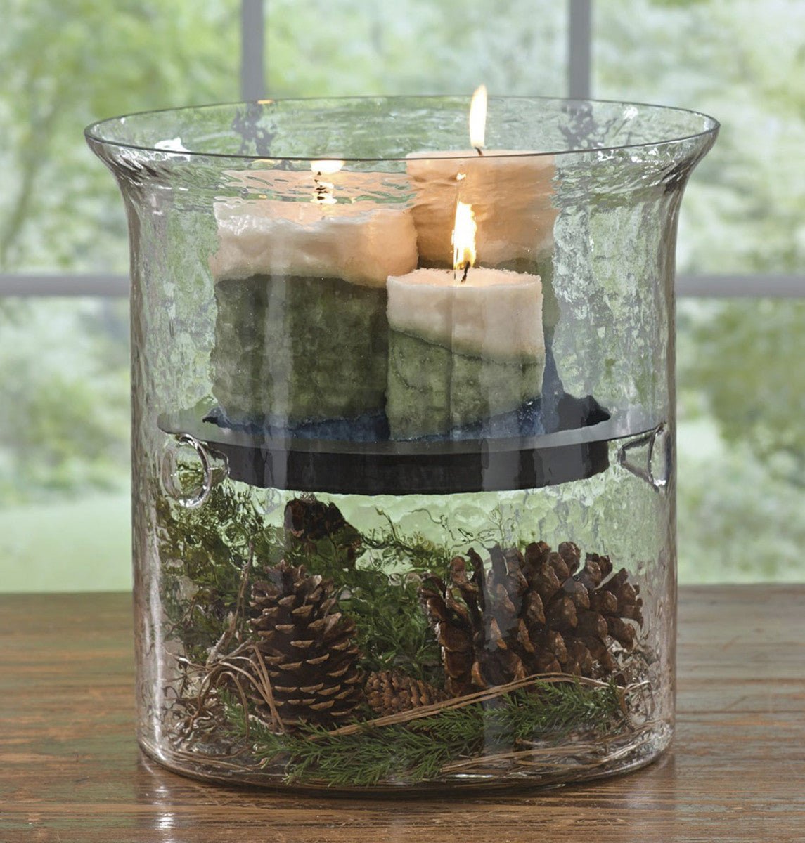 Hammered Glass Pillar Candle Holder - Ozark Cabin Décor, LLC