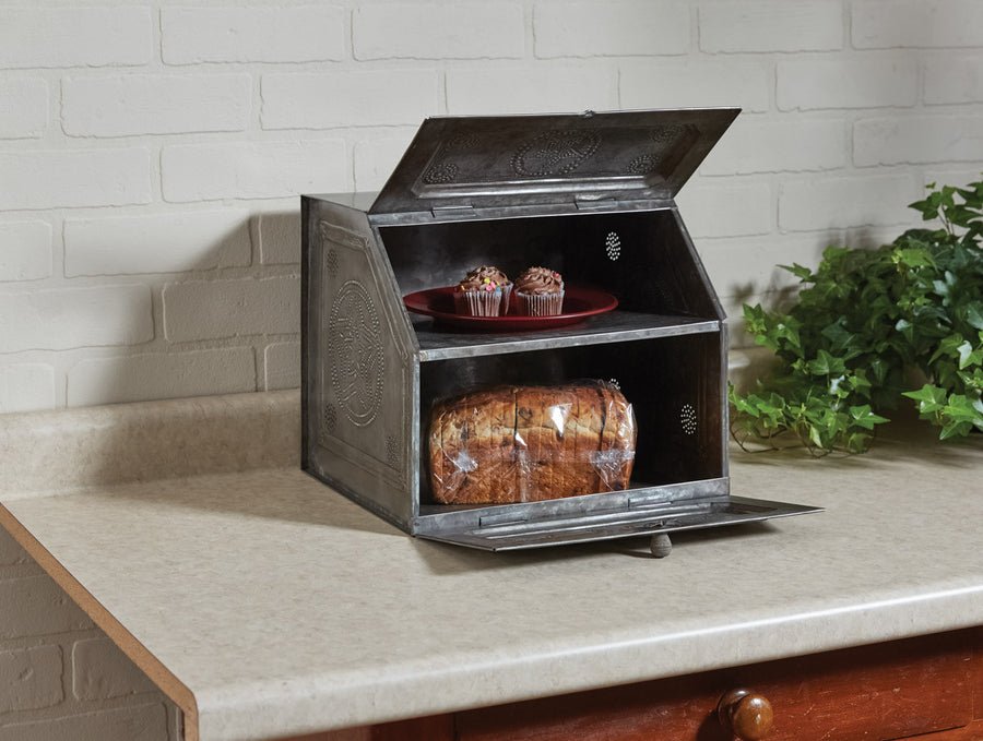 Farmhouse Star Metal Bread Box - Galvanized - Ozark Cabin Décor, LLC