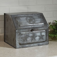 Farmhouse Star Metal Bread Box - Galvanized - Ozark Cabin Décor, LLC