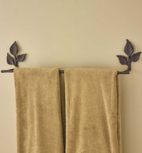 Rustic Bathroom Birchwood And Leaves 24" Bath Towel Bar Hardware