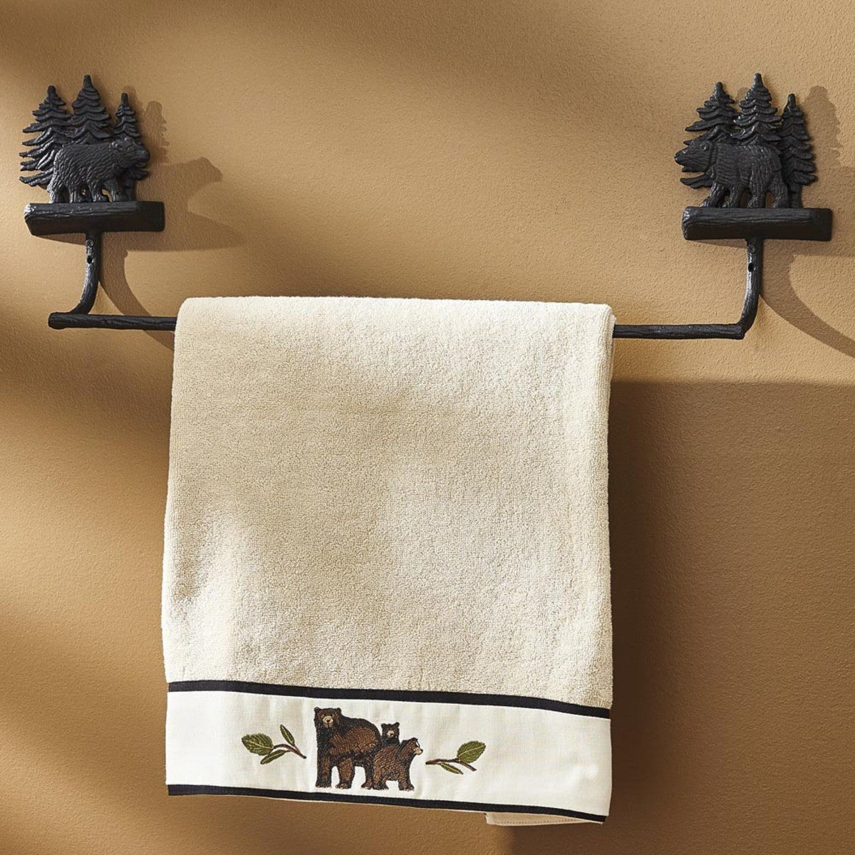 Cast Black Forest Bear Towel Bar - 24" - Ozark Cabin Décor, LLC