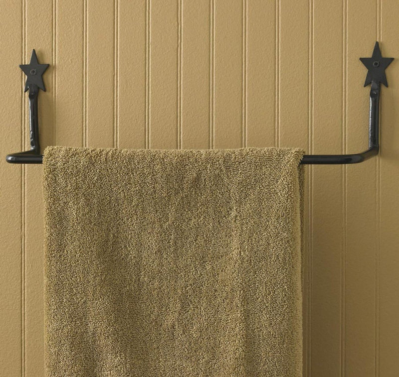 Rustic Black Star Towel Bar - 16" - Ozark Cabin Décor, LLC