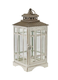 Large White Lantern Pillar Candle Holder - Ozark Cabin Décor, LLC