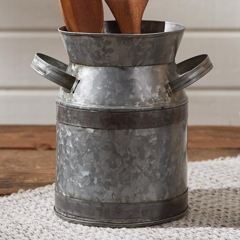 Galvanized Milk Can Utensil Crock - Ozark Cabin Décor, LLC