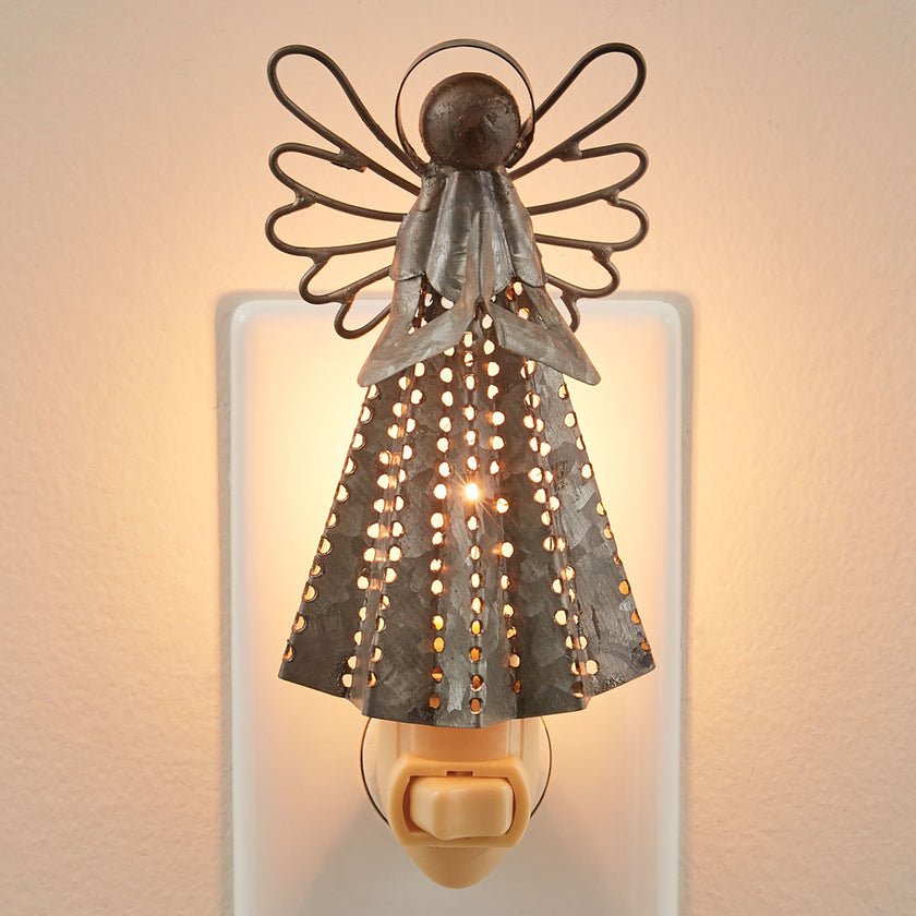 Galvanized Angel Night Light - Ozark Cabin Décor, LLC