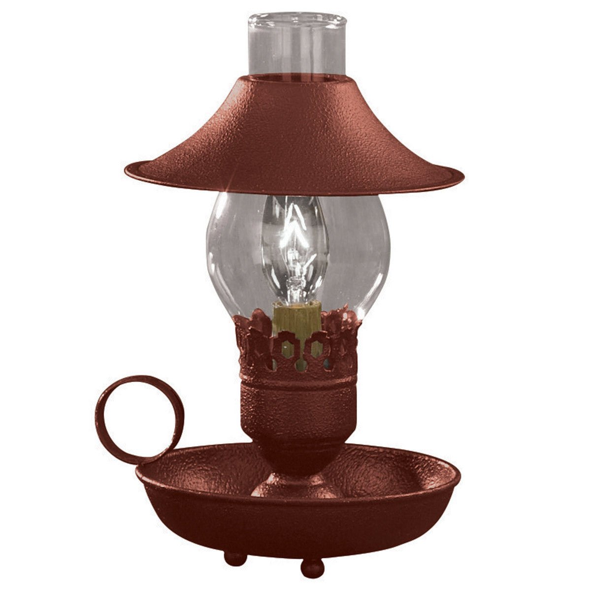 Chamberstick Lamp With Shade - Red - Ozark Cabin Décor, LLC