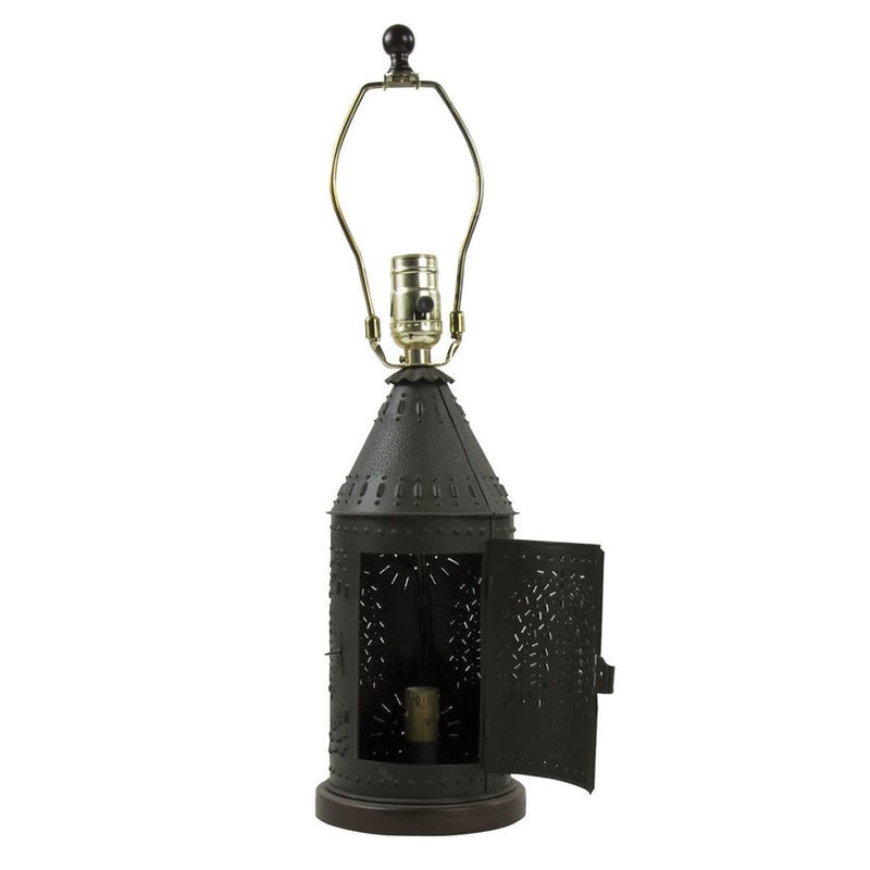 Black Willow Punched Revere Lamp - Ozark Cabin Décor, LLC