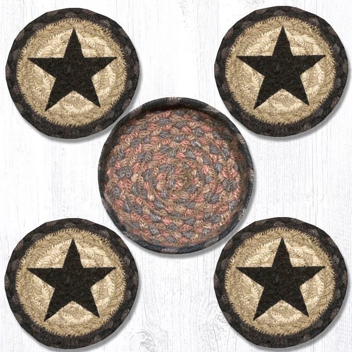 Black Star Coaster Set With Basket - Ozark Cabin Décor, LLC
