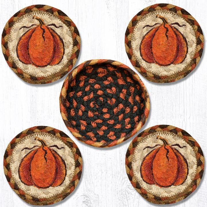 CNB-222 Farm Harvest Pumpkin Jute Coaster Set - Ozark Cabin Décor, LLC