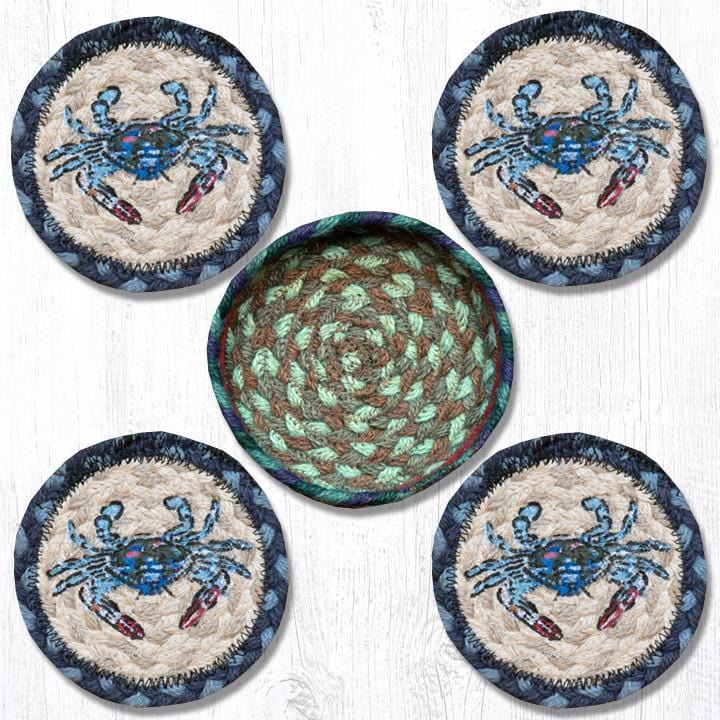 CNB-359 Blue Crab Coaster Set With Basket - Ozark Cabin Décor, LLC