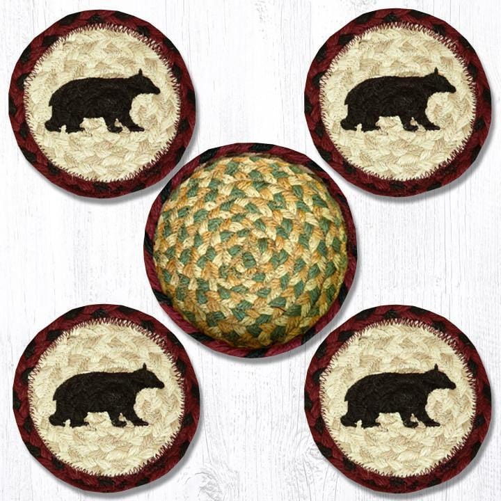 CNB-395 Cabin Bear Coaster Set With Basket - Ozark Cabin Décor, LLC