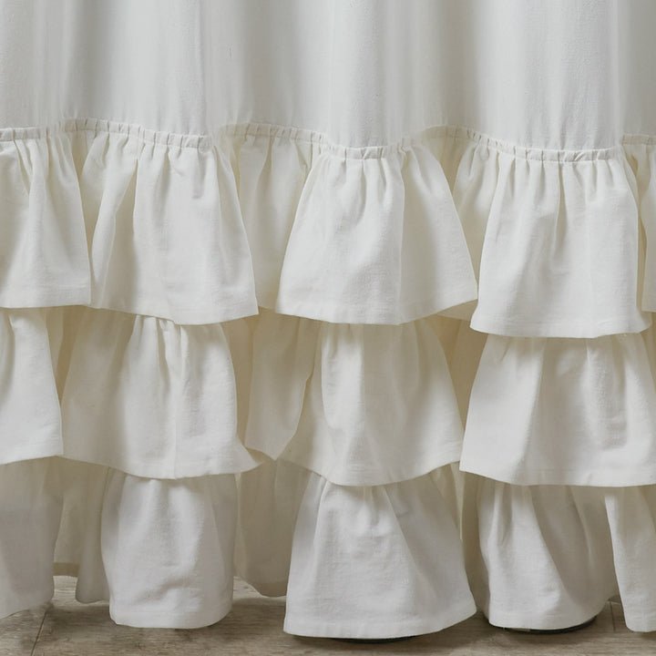 Country White Ruffled Shower Curtain - Ozark Cabin Décor, LLC