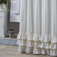 Country White Ruffled Shower Curtain - Ozark Cabin Décor, LLC