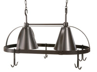 Dutch Oval Iron Lighted Pot Rack With Black Shade - Ozark Cabin Décor, LLC