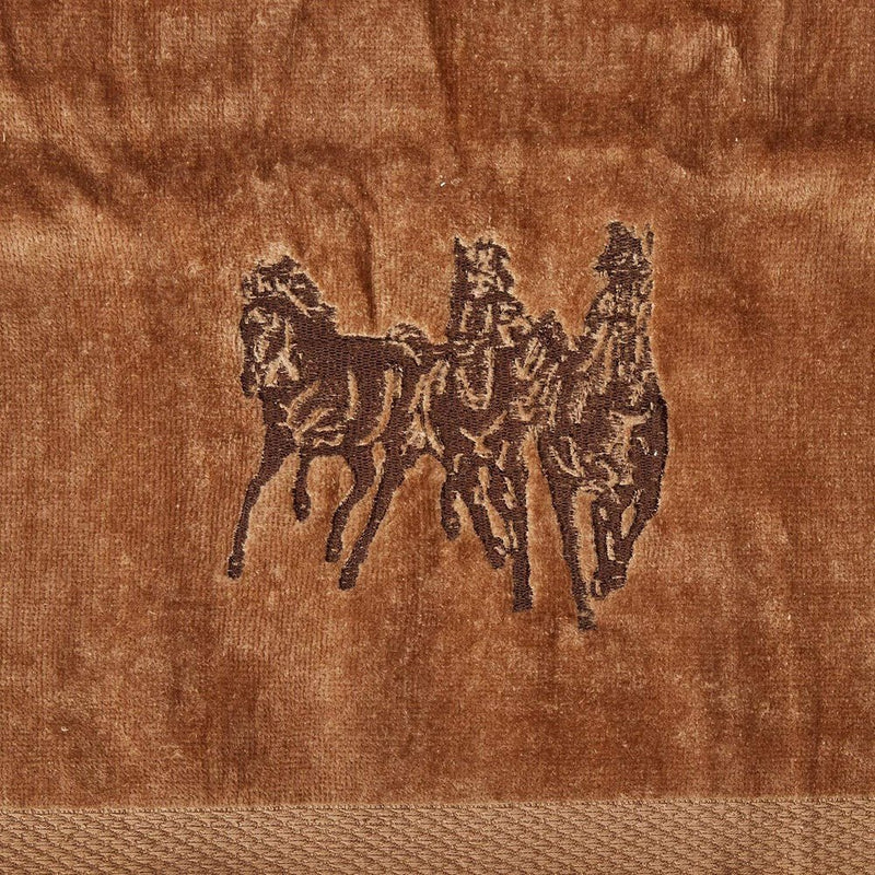 3 Running Horses Embroidery 3-PC Bath Towel Set - Mocha - Ozark Cabin Décor, LLC