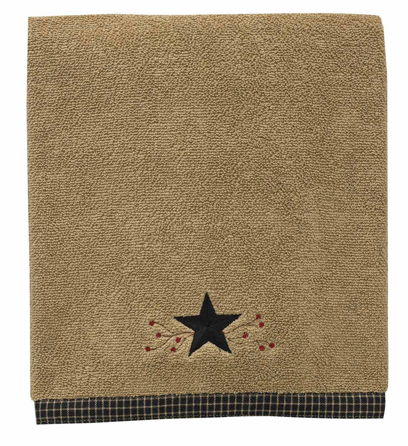 Soft, Absorbent Terry Cotton Star, Vines, and Red Berries Bath Towel
