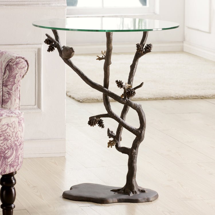 33491 - Bird and Pinecone Table - Ozark Cabin Décor, LLC