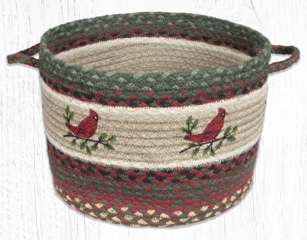 Holly Cardinal Braided Jute Utility Baskets - Ozark Cabin Décor, LLC