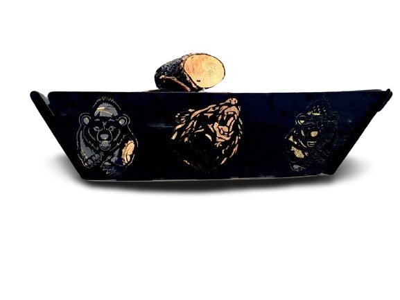 383791 Rustic Growling Bear 30-in W USA Steel Wood Burning Firepit - Ozark Cabin Décor, LLC