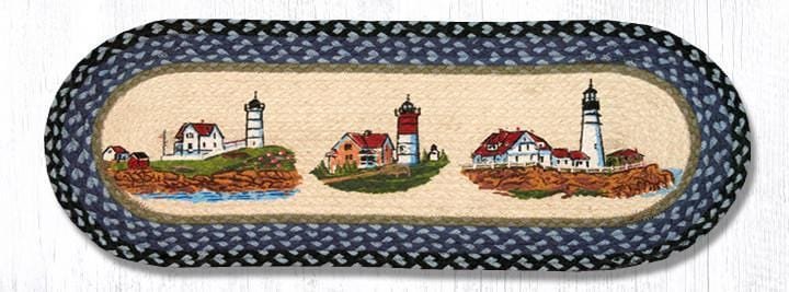 Three Light Houses Oval Table Runner - Ozark Cabin Décor, LLC