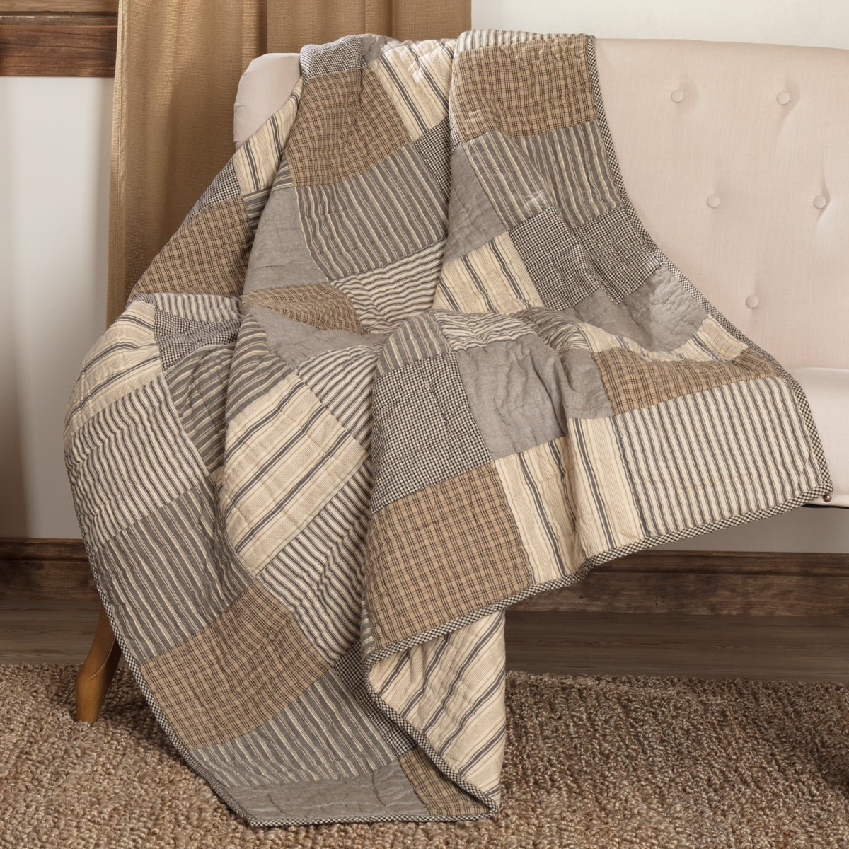 Sawyer Mill Charcoal Block Quilted Throw - Thumbnail 2