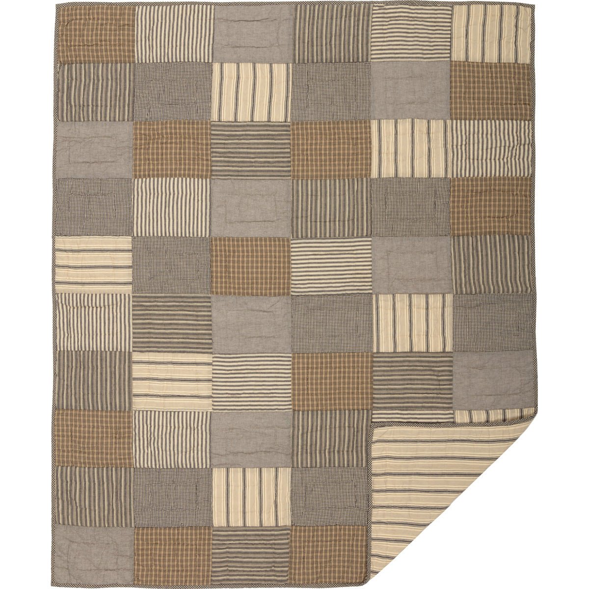 Sawyer Mill Charcoal Block Quilted Throw - Thumbnail 3