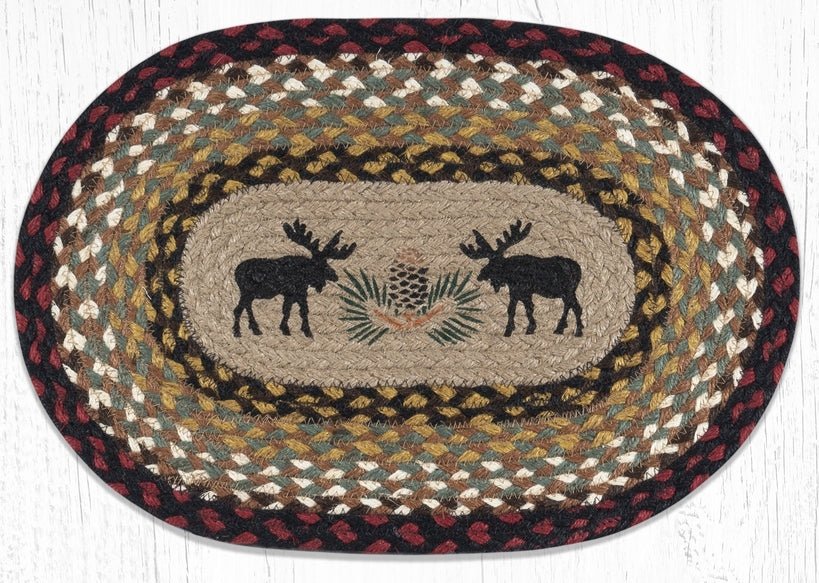 Black Moose Oval Braided Natural Jute Placemat