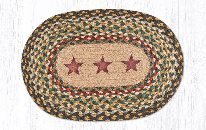 PM-OP-019 Barn Stars Oval Braided Placemat - Ozark Cabin Décor, LLC