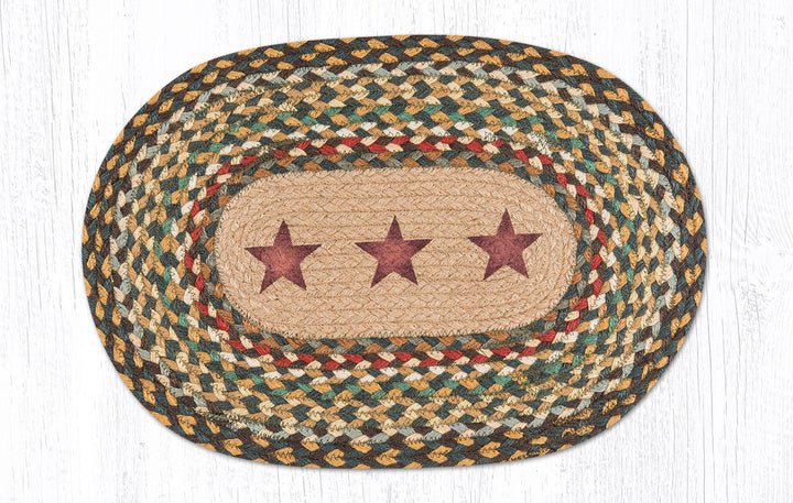 PM-OP-051 Gold Stars Oval Braided Placemat - Ozark Cabin Décor, LLC