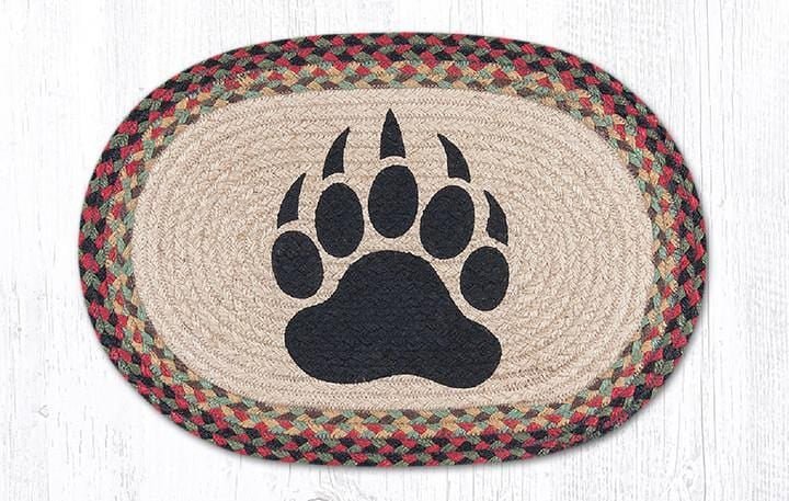PM-OP-081 Bear Paw Oval Braided Placemat - Ozark Cabin Décor, LLC