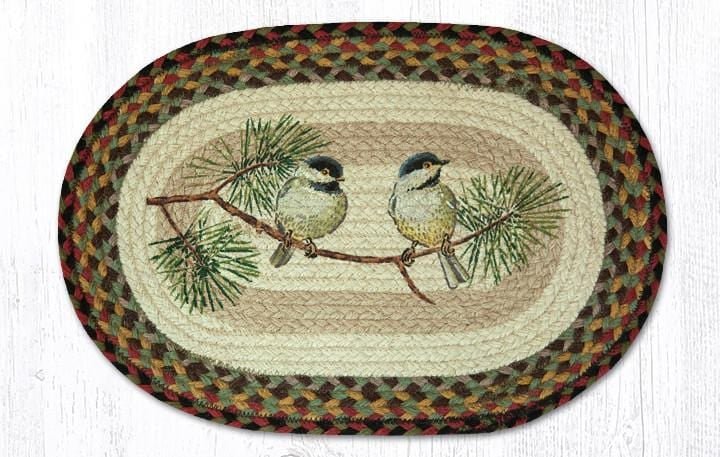 PM-OP-081 Chickadee Oval Braided Placemat - Ozark Cabin Décor, LLC