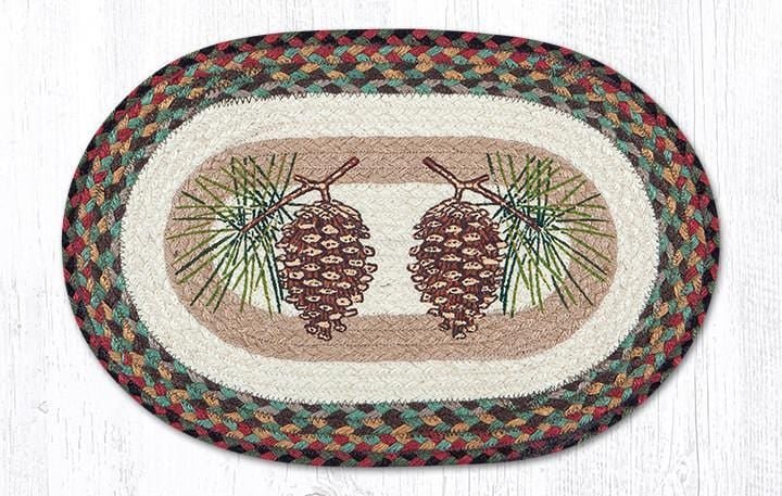 PM-OP-081 Pinecone Oval Braided Placemat - Ozark Cabin Décor, LLC