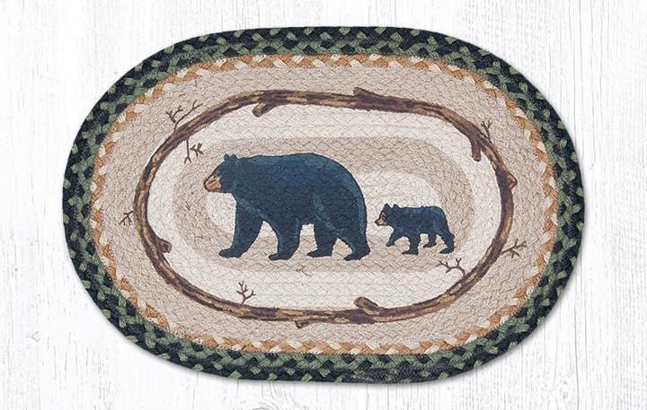 PM-OP-116 Mama and Baby Bear Oval Braided Placemat - Ozark Cabin Décor, LLC