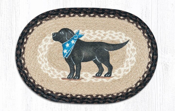 PM-OP-313 Black Lab Oval Braided Placemat - Ozark Cabin Décor, LLC