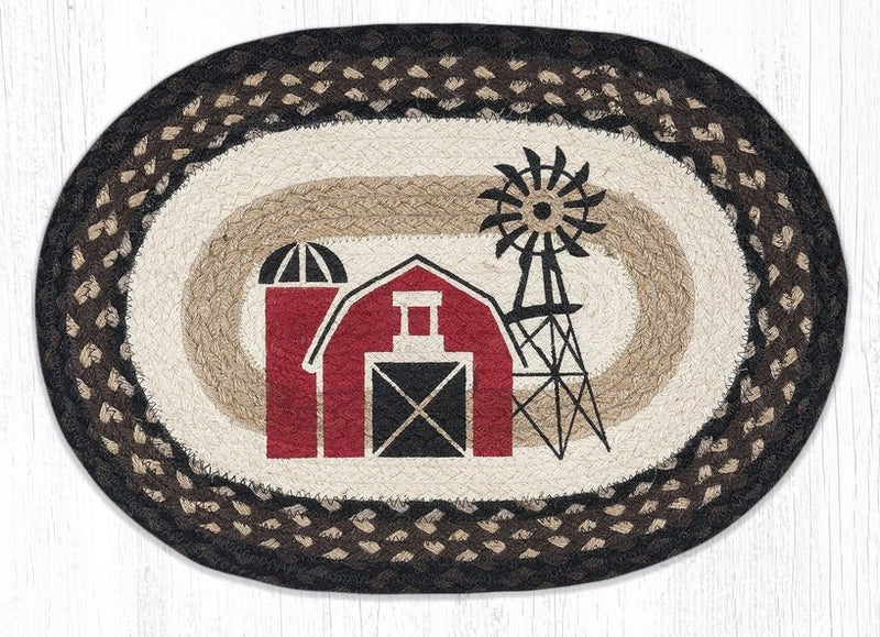 PM-OP-313 Barn & Windmill Oval Placemat - Ozark Cabin Décor, LLC