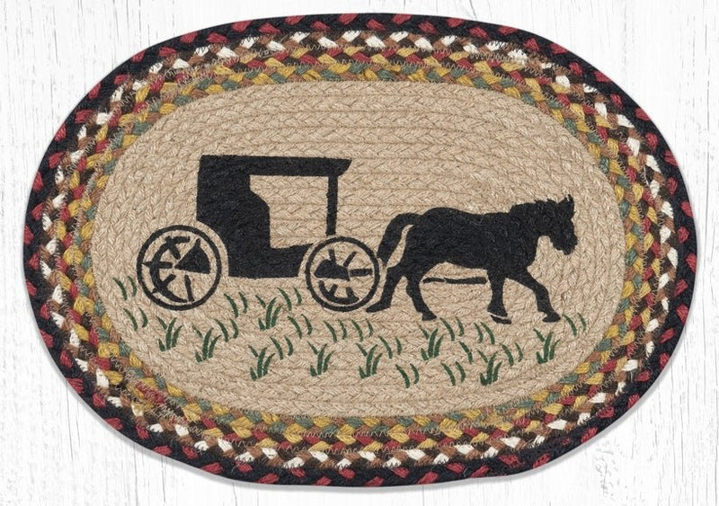 PM-OP-319 Amish Buggy Oval Placemat - Ozark Cabin Décor, LLC