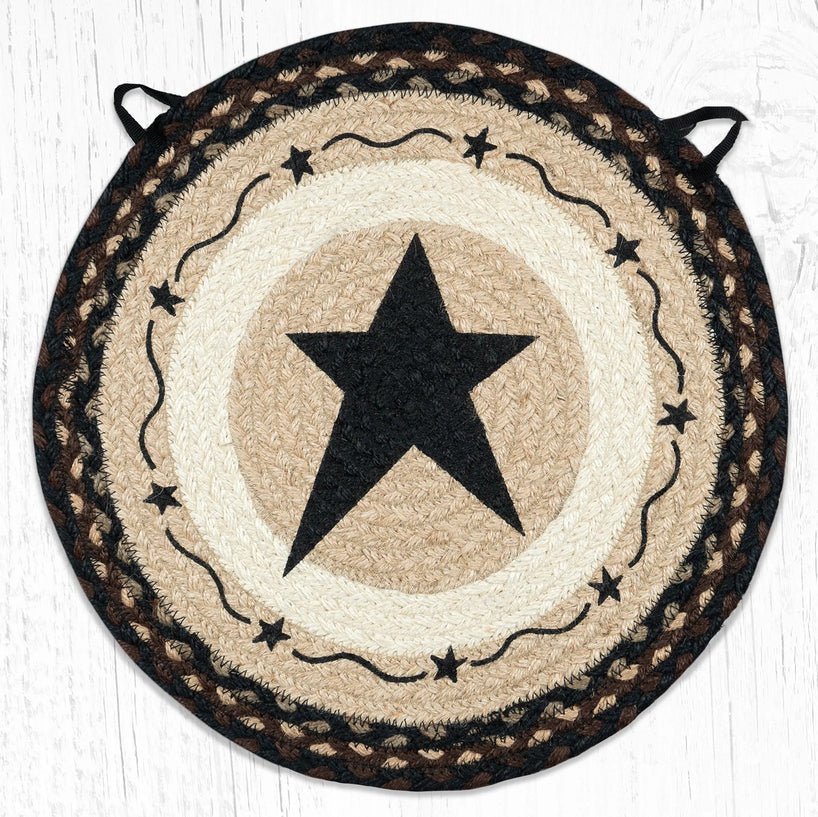 Primitive Black Star Chair Pad - Ozark Cabin Décor, LLC