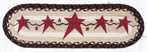 ST-OP-019 Primitive Burgundy Stars Stair Tread - Ozark Cabin Décor, LLC