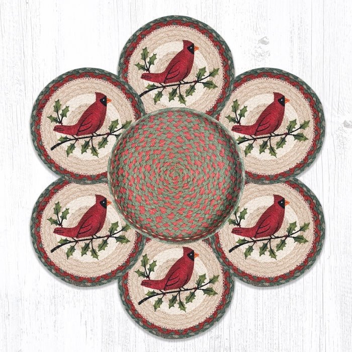 Holly & Cardinal 10" Round Braided Natural Jute Trivets & Matching Basket Set