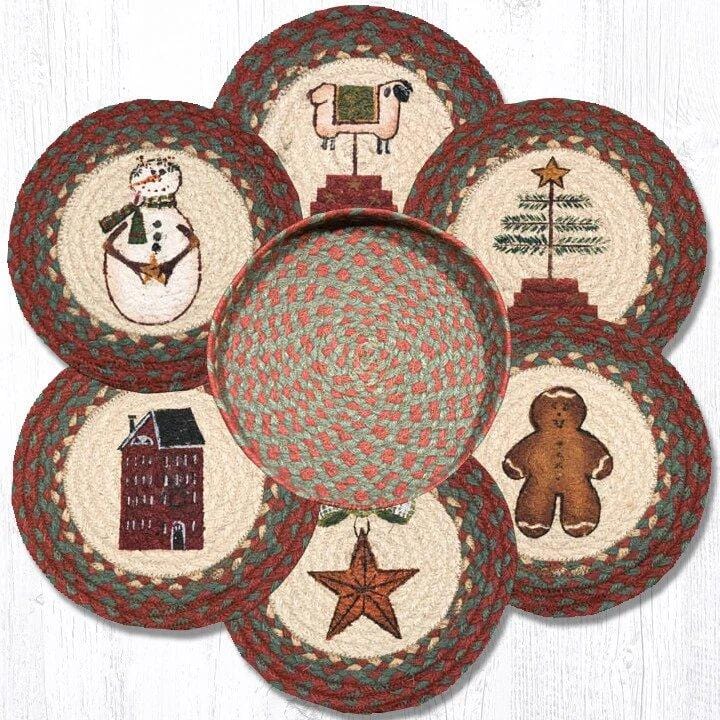 Winter 10" Round Braided Natural Jute Trivets & Matching Basket Set - TNB-1120