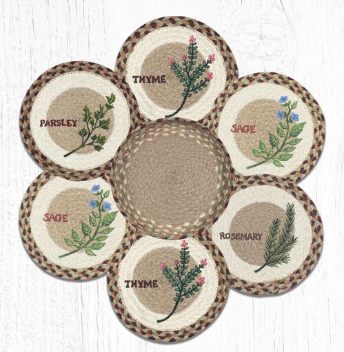 TBN-413 Garden Herbs Braided Trivets/Basket Set - Ozark Cabin Décor, LLC