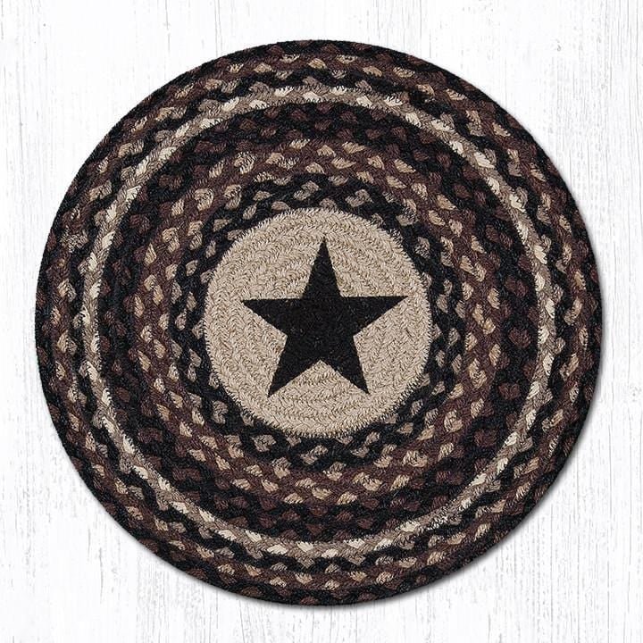 Black Star Round Braided Natural Jute Placemat