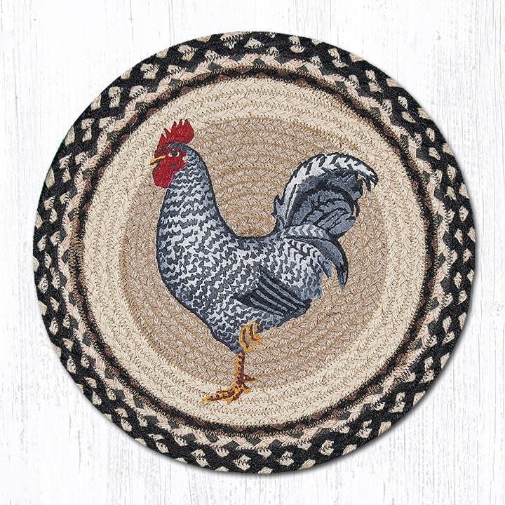 Rooster 15" Round Jute Placemat - Ozark Cabin Décor, LLC