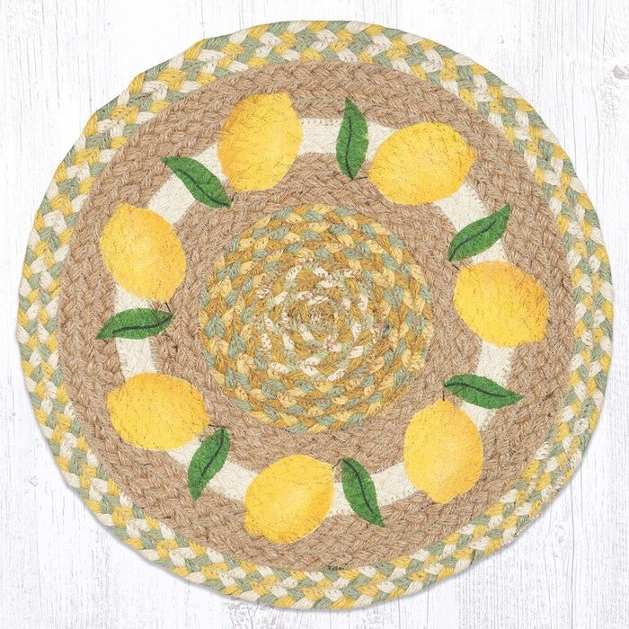 Lemon 15" Round Jute Placemat - Ozark Cabin Décor, LLC