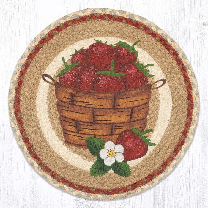 Strawberry 15" Round Jute Placemat - Ozark Cabin Décor, LLC