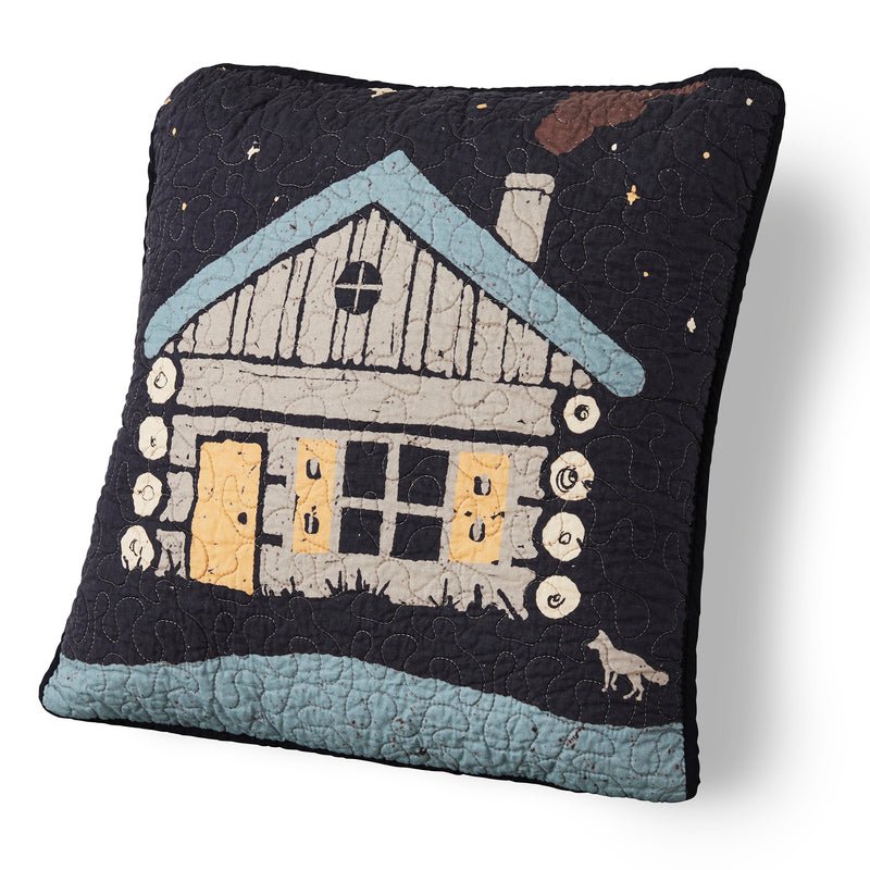 Moonlit Log Home Throw Pillow