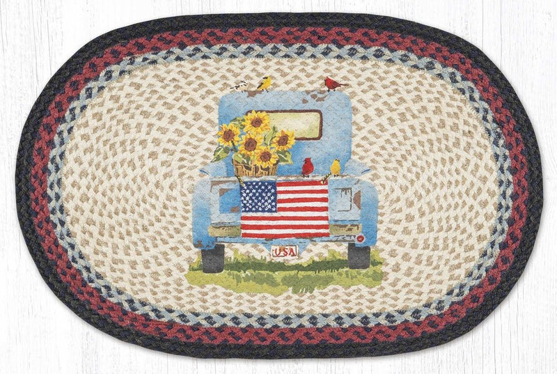 OP-015 Sunflower Truck Braided Rug - Ozark Cabin Décor, LLC