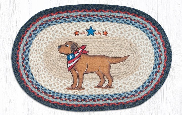 OP-015 Yellow Lab Oval Patch Braided Jute Rug - Ozark Cabin Décor, LLC