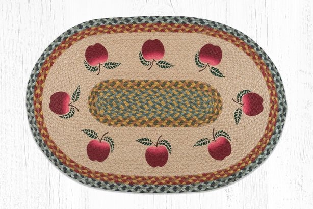 OP-042 Red Apples Braided Jute Rug - Ozark Cabin Décor, LLC