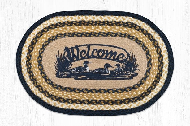 OP-079 Lake House "Welcome" Loons Oval Patch Rug - Ozark Cabin Décor, LLC